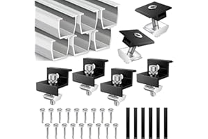Besdiyart Solarmodul Halterung Kit, Dachhalterungen für die Installation von 2 30-35mm dicken Solarmodulen, 20cm Photovoltaik Montageschiene mit verstellbaren Mittelklemmen und Endklemmen