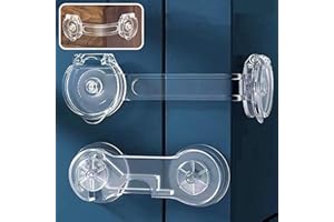 ANCUIOYZ 10 Pack Child Safety Locks, Baby Safety Lock Adjustable Child Safety Locks Transparent Child Safety Cupboard Door Lock, Non-Hole Child Lock (Long Handle + Short Handle)