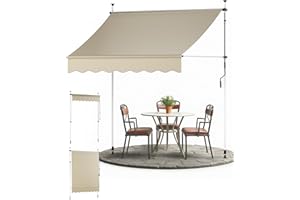 Sol Royal Store Banne Manuel sans Percage 2m – Store Balcon Enrouleur sans Percage avec Manivelle Auvent de Terrasse Pare-Soleil Extérieur UV Résistant Stores pour Patio Beige BM3