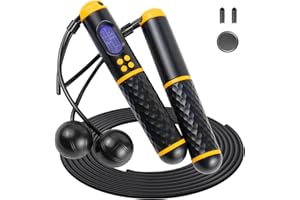 HUMBGO Skipping Rope Digital Jump Cordless - Counter Speed Tangle-Free Adjustable Rope & Non-Slip Handle with Weighted Skipping Ropes for Fitness, Exercise Jump Ropes for Children Adults