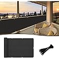 SUNNY GUARD 2.5'x10' Black Balcony Privacy Screen Fence, Apartments Railing, Heavy Duty Wind Screen for Outdoor,Backyard,Patio,Deck Privacy（We Make Custom Sizes）