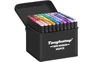 Tongfushop Rotulador de 100 Colores, Rotuladores Alcohol 2S Secado Rápido, Marcadores Permanent Doble Punta con Bolsa de Almacenamiento y Espaciador para Bocetos, Cómics, Colorear, Ilustrar, Esbozar