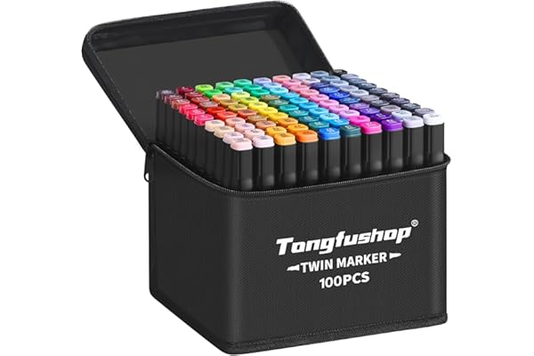 Tongfushop Rotulador de 100 Colores, Rotuladores Alcohol 2S Secado Rápido, Marcadores Permanent Doble Punta con Bolsa de Almacenamiento y Espaciador para Bocetos, Cómics, Colorear, Ilustrar, Esbozar