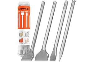 BAUBECK Meißel Set für Beton & Mauerwerk - SDS Max - LONG LIFE [4tlg] - 280mm lang, angewinkelt und gerade - Max Meißel Max Meissel Meisel