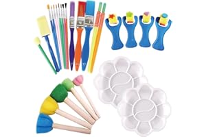 KXRTPX 26Pcs Kids Paint Brushes, Toddler Painting Set, Colorful Paint Brush Set Kids in Various Sizes, Paint Brushes Paint Sticks for Childrens, Perfect for Beginners and Young Artists