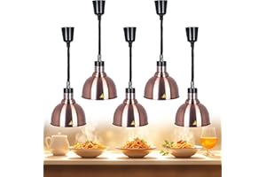 BOVDC Lampara de Calor Cocina, 250W Lampara Calienta Platos Altura Ajustable, 19 cm/25 cm Lamparas de Calor Hosteleria Cocina y Comedor Buffet (B-25cm,5 Piezas)
