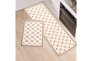LY4U Kitchen Rug Sets, 2 Piece Non Slip Kitchen Mats and Rugs Runner Set, Rubber Backing Super Absorbable Washable Floor Mats, 43x75+43x120cm