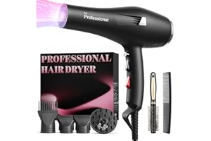 DEKURI Phon Capelli Asciugacapelli Professionale 2000W con Tecnologia Ionica, Asciugatura Rapida e Delicata, Ideale per Capelli Ricci e Lisci, con Diffusore, Ugelli Styling e Pettine Concentratore, Nero