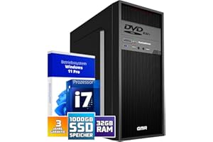 ‎GMR GMR Ultra Max Desktop PC - Intel i7, Windows 11 Pro, 32GB RAM, 1000GB SSD, USB 3, WiFi, Bluetooth, Office PC Mit DVD, Cardreader, 3 Jahre Garantie - Desktop PC Windows 11 - Sofort Einsatzbereit