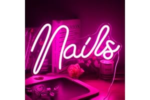 Ineonlife Chiodi Neon Sign Led Rosa Neon Light Up Segni per la decorazione della parete Luci al neon USB per salone di bellezza Decorazione della stanza di bellezza Luci per interni