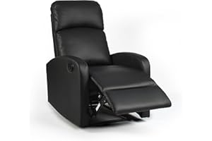 EVRE Recliner Armchair with Adjustable Leg Rest and Reclining Functions Leather - Black Arm Chairs For Living room, reclining and comfy chair