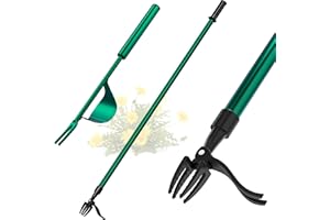 Signstek Unkrautstecher-Set Handjäter und 1.2M lang Stand Up Unkrautabzieher Werkzeug mit 4 Krallen,Weeder Unkrautabzieher,gartenwerkzeug,löwenzahnstecher,distelstecher,Geschenke des Gärtners