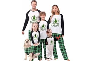 Ingerie Family Matching Christmas Pyjamas Reindeer Print Top w Buffalo Plaid Bottoms Christmas Pjs Sleepwear
