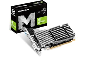 maxsun NVIDIA GeForce GT 710 Tarjeta Grafica 2gb - Tarjeta gráfica GPU (Pasivo, bajo Perfil, bajo Consumo, VGA, DVI-D, HDMI, GDDR3, HTPC, Sistema de refrigeración pasiva silenciosa sin Ventilador)