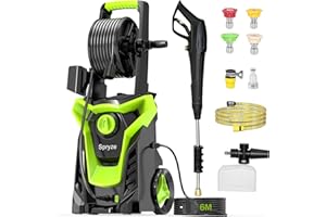 SPRYZE Pressure Washers, 2000W 160Bar 540L/H Jet Washers Pressure Washers with Foam Cannon, 4 Nozzles, 8M High-Pressure Hose, 6M Power Cord, Power Washer for Cars, Fences, Patios, Decks, Patios and Driveway