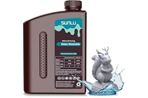 SUNLU Water Washable Resin 2KG,Fast Curing 3D Printer Resin for LCD DLP SLA Resin 3D Printers, 395 to 405nm UV Curing 3D Printing Liquid Photopolymer Resin, Low Shrinkage, High Precision, Grey