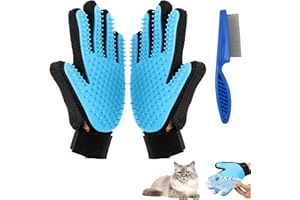 ZSMJAER Haustier Handschuh katzenbürste handschuh,Geeignet für die Pflege von Hunden,Katzen und Reinigung Pet Grooming Brush Glove hat eine massierende Wirkung (Hellblau)