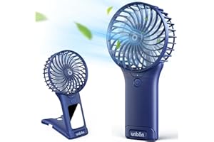 UNBON Handventilator, Tragbarer Mini Ventilator USB Wiederaufladbar, Kleiner Handventilator Leise Stark mit 4 Geschwindigkeiten, Faltbarer Persönlicher Taschenventilator mit Spiegel Für Büro Outdoor