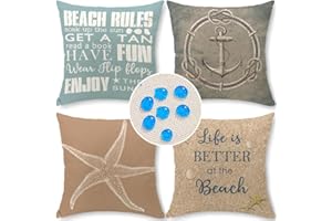 Cirzone Decorative Living Room Cushion Cover, 45 x 45 cm, Set of 4, Weatherproof Linen, Outdoor Cushion, Boho Decoration for Garden, Balcony