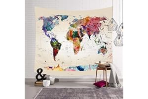 Morbuy Tapiz Pared de Creativo Decoración Tapices Mapa del Mundo Impreso Tapicería Cubierta del Sofa Manteles Cortina Picnic Blanket Playa Accesorio Casero (Pequeño (130 x 150 cm), Fondo Blanco)