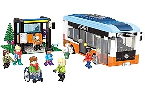 BlueBrixx Play 108137 – Stadtbus mit Haltestelle aus Klemmbausteinen mit 646 Bauelementen. Kompatibel mit Klemmbausteinen von Anderen Marken. Lieferung in Originalverpackung