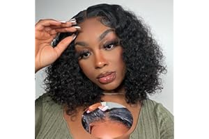 YAYAHAIR Short Bob Human Hair Wig for Women 5x5 Deep Curly Lace Wigs Human Hair 150% Density Glueless Wig Pre Plucked Natural Hairline with Baby Hair Brazilian Real Virgin Lace Wigs 8 Inch