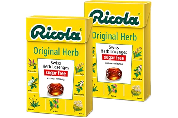 Ricola Sugar Free Original Herb Swiss Herb Lozenges Drops Pack of 2 Pouch, 2 x 40 g