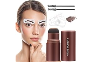 YAGASPANTERY Timbro Per Sopracciglia Kit, Eyebrow Powder Kit, Kit Timbri Sopracciglia con 10 Stampo per Sopracciglia Riutilizzabili, 2 Pennelli (Marrone Scuro）