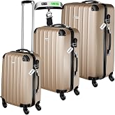 tectake&reg; Hard Travel Suitcase Set, ABS, Medium Suitcase, Large Suitcase, Cabin Suitcase, Carry-on Luggage, Scales Travel Suit