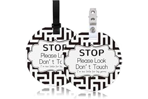 ORIGACH 2 Pack No Touching Baby Stroller Tag Set, Flower Border Pattern Stop Touching Baby Car Seat Carrycot Sign with Hanging Straps and Clip, No Touch Baby Safety Sign for Newborn Baby Girl Boy