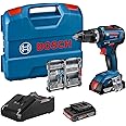 Bosch Professional 18V System Trapano Avvit. Conpercussione a Batteria Gsb 18V-55 (Incl. 2 Batt. 2,0Ah + Caricabatt., Set Acc