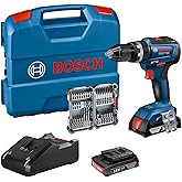 Bosch Professional 18V System Akku Schlagbohrschrauber GSB 18V-55 (max. Drehmoment 55 Nm, inkl. 2x2,0 Ah Akku + Ladegerät, 35