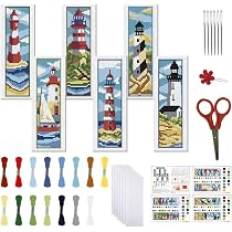 Marque Page Point De Croix FREEBLOSS 6 Pcs De Marque-Pages Au Point De Croix Kit 11 CT Vue Sur L