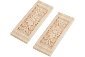 SUPERFINDINGS 2 pz 160x60x9.5mm Legno Intagliato Applique Cornice Onlay Non Verniciato Decorazione Mobili Rettangolo Modello per Porta di Casa Decorazione Armadio