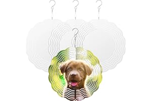 WACAR 4 Pack 10 inch Sublimation Wind Spinner Blanks, 3D Aluminum Double Sided Sublimation Wind Powered Kinetic Sculpture DIY Crafts Ornaments for Indoor Outdoor Garden Yard Window Porch Decoration