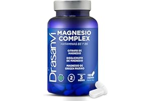 DRASANVI MAGNESIO COMPLEX | Magnesio Bisglicinato + Citrato de Magnesio + Magnesio Marino | Con Vitamina B3 y B6 | 250 mg por comprimido | Magnesio Alta Absorción | 180 comprimidos = 90 días