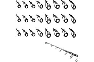 Yeesabella 24pcs Fishing Rod Repair Kit Ceramic Ring Stainless Steel Fishing Rod Tip Repair Kit 8 Different Sizes