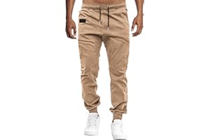VMSUCIJ Pantalones Hombre Casuales Deporte Elásticos Joggers Largos Pants con Bolsillos Algodón Pantalón Deportivo