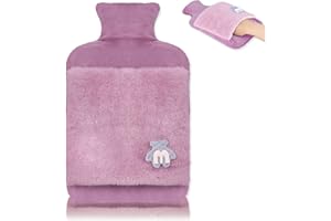 ‎FORETOY FORETOY Wärmflasche mit Weichem Bezug – Auslaufsicher 2L Groß Wärmflaschen mit Kängurutasche Flauschig, Fashy Bettflasche für Kinder Erwachsene, Hand-Fußwärmer, Schmerzlinderung für Bauch Rücken Beine