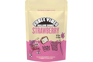SWEET VIBES LLC Sweet Vibes Strawberry Mallow Dunkz, Fluffy Marshmallow Bites in Creamy Strawberry Coating, 100 g (Pack of 1)