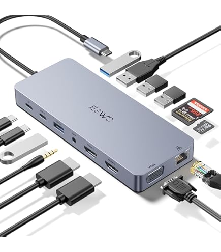 Station D'accueil USB-C ICY BOX 10-en-1 - HDMI 4K 60Hz, VGA, USB-A, Ethernet - Alimentation 100W