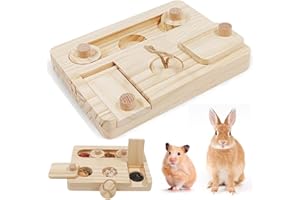 SPORWAY 6 In 1 Guinea Pig Foraging Toys: Wooden Hamster Interactive Enrichment Toys Treat Dispenser Toys for Small Animals, Treats Puzzle Toys, for Guinea Pigs Chinchillas Hamsters Rats Gerbils
