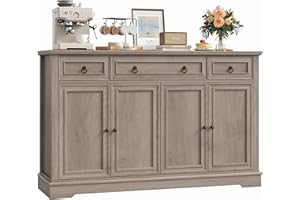 ‎FIRFURD FirFurd Sideboard Küchenschrank mit Arbeitsplatte Buffetschrank Sideboard für Küche Wohnzimmer Wohnzimmerschrank mit 3 Schubladen und 4Türen Küchenbuffet mit Verstellbares Regal 134x87x40 cm (barun)