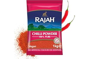 ‎KAJAL Rajah Chilli Powder 1 kg - Chilli Powder for Spicy Dishes, Premium Quality, Gluten Free, Indian Spices | Perfect for Curry and Marinades Kajal