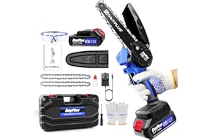 DICN 6" Mini Chainsaw Cordless Electric Power Chain Saw 1.5ah Battery Battery Operated Chainsaw for Tree Branch Wood Cutting with Safety Lock and Chain Saw Baffle 6 Inch Professional Wood Cutting Tool