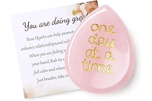 QINJIEJIE Rose Quartz Crystal Worry Stone Healing Crystal Gifts for Women Anxiety Relief for Adults Pocket Thumb Stone Mindfulness Spiritual Small Pink Gifts Anniversary Valentine's Day Women