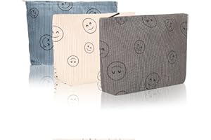 WITBICG 3 sztruksowe etui na kosmetyki dla kobiet Organizer do makijażu Torba na ramię dla dziewczynek Zapinany na zamek błyskawiczny piórnik makijaż podróżny (niebieski, szary i beżowy)