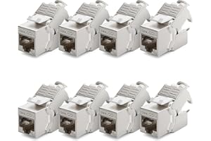 deleyCON 8x Modulo Keystone Jack CAT6a Cavo Patch Cavo di Rete Connettore Schermatura STP Presa di Rete RJ45 Patch Panel Estensione del Supporto Keystone