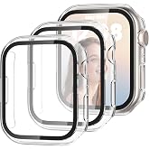 Delidigi 3 Pieces Protective Apple Watch Series 6/Series 5/Series 4/SE 44mm, Ultra Thin PC Case, with Full Tempered Glass Scr