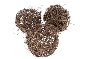 ‎P PRETTYIA P Prettyia 3pcs 10cm Natürliche Rattankugeln Rattan Kugeln Dekokugeln Rattan Ball Hochzeit Party Aufhängen Dekoration